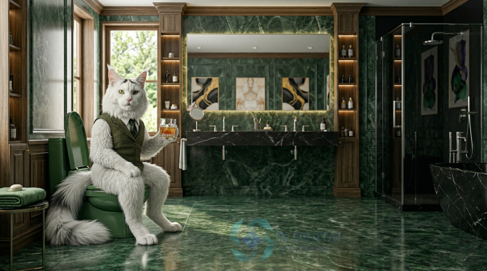 Where Cat Brilliance Happens-Percival, Giant Maine Coon — "The Emerald Contemplation" - Image 2