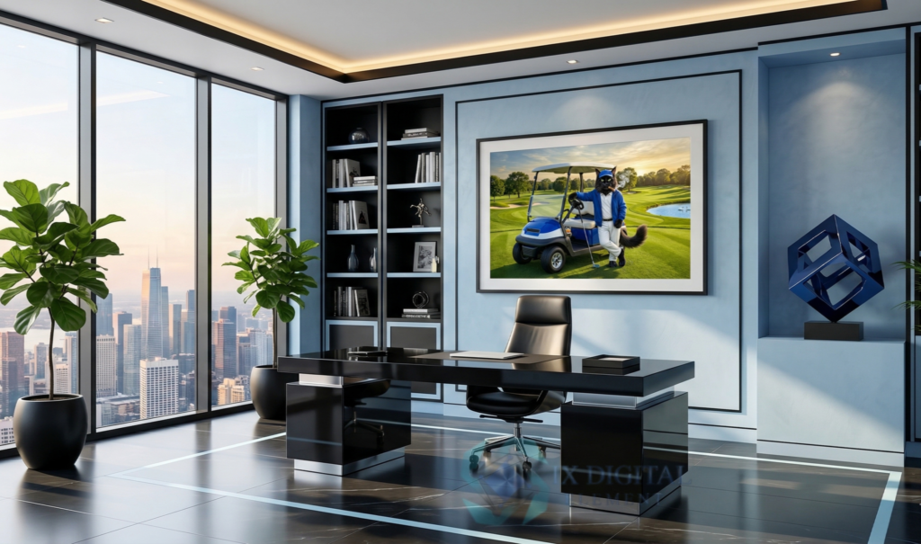 The Maine Coon Accord Series Montgomery, Maine Coon "The Sunday Handicap" anthropomorphic pet luxury fine art print, archival giclée, Ninth Digital Element