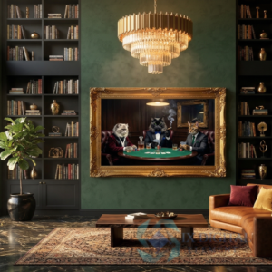 The Maine Coon Accord Series Magnus, Maine Coon — "The High Stakes Gathering" anthropomorphic pet luxury fine art print, archival giclée, Ninth Digital Element