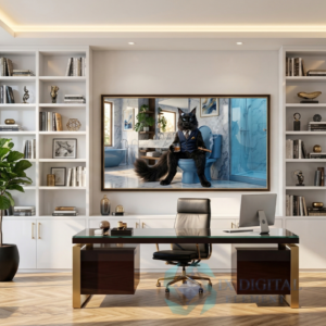 Where Cat Brilliance Happens Maximilian, Maine Coon — "The Midnight Executive" anthropomorphic pet luxury fine art print, archival giclée, Ninth Digital Element