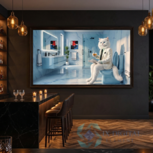 Where Cat Brilliance Happens Percival, Persian — "The Azure Contemplation" anthropomorphic pet luxury fine art print, archival giclée, Ninth Digital Element