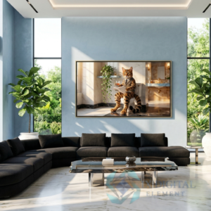 Where Cat Brilliance Happens Theodore, Bengal "The Calculated Pause" anthropomorphic pet luxury fine art print, archival giclée, Ninth Digital Element