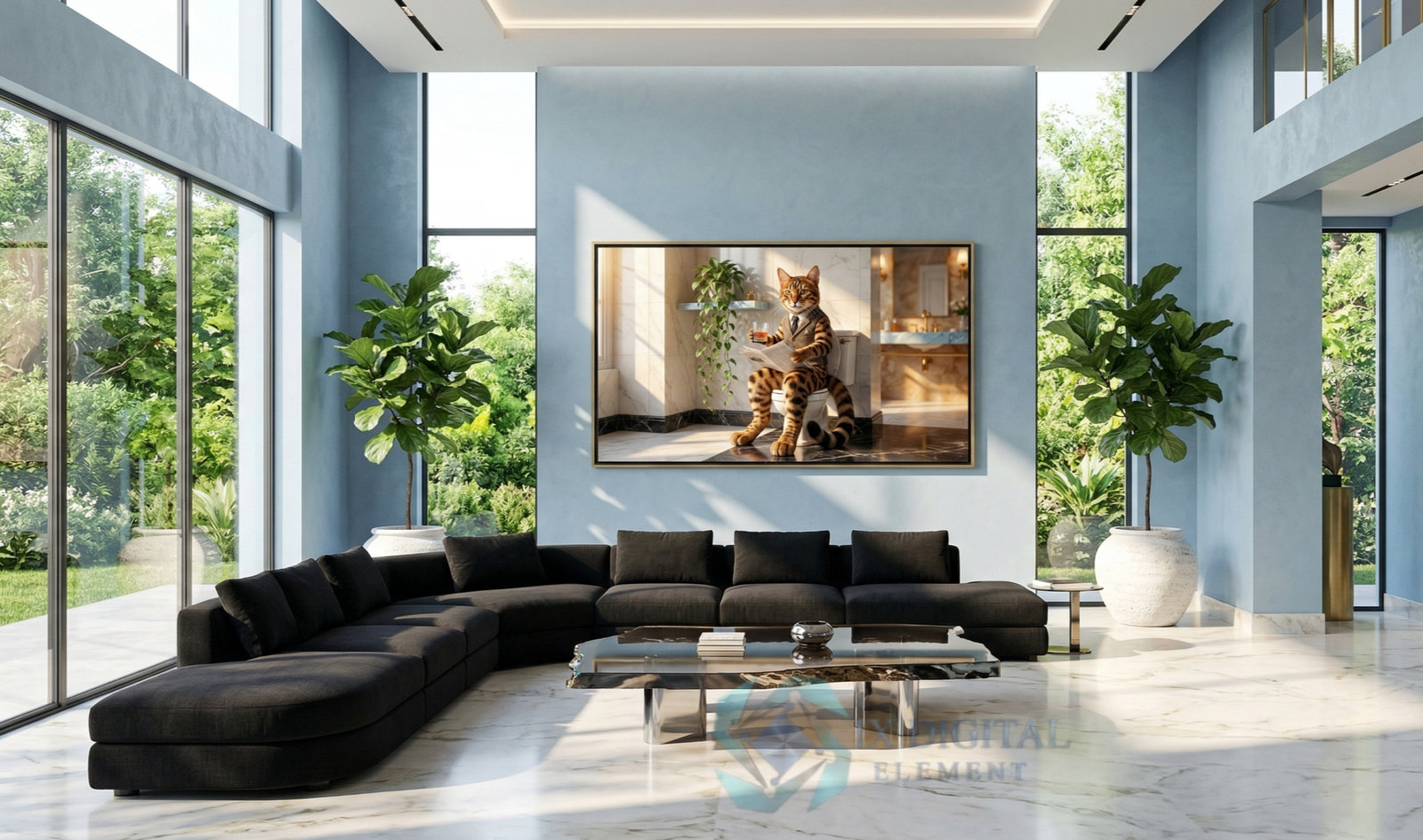 Where Cat Brilliance Happens Theodore, Bengal "The Calculated Pause" anthropomorphic pet luxury fine art print, archival giclée, Ninth Digital Element