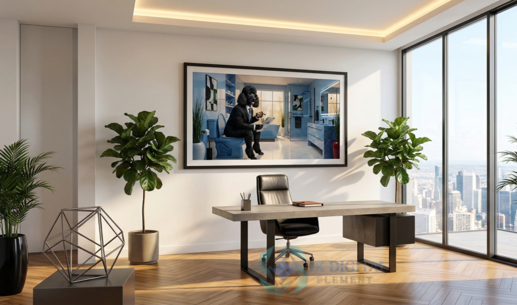 Were Dog Brilliance Happens-Bartholomew Poodle anthropomorphic pet luxury fine art print, archival giclée, Ninth Digital Element